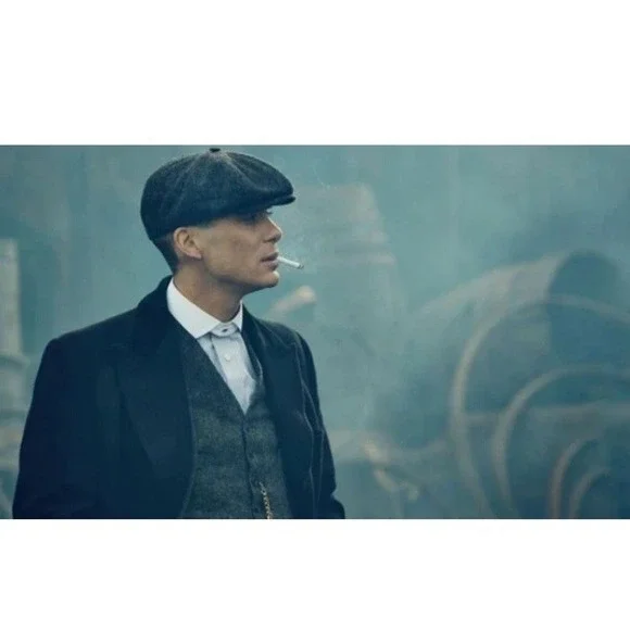 Newsboy Paper Boy Baker Boy Cap Gray Herringbone Tweed Hat Unisex OS Vintage - Picture 2 of 16